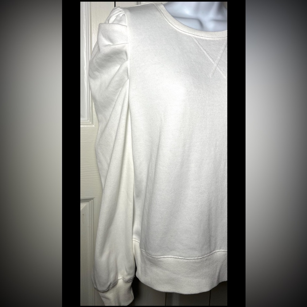 REBECCA MINKOFF Sweatshirt Puffy Sleeve White Crew Neckline Medium - Picture 5 of 8